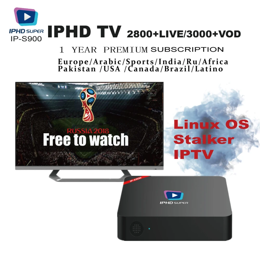 IPHD Super S900 IP tv Box со сталкером 2GB ram Linux Smart tv Box IP tv подписка для Европы/арабский/России/США/Канады/Бразилии