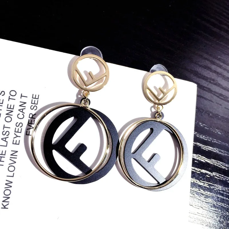 

Fashion new F letter earrings S925 Silver needle F earring Fashion Jewelry Dangle Earrings,F Letters Earrings