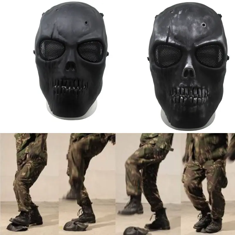 

Black Airsoft Paintball Tactical Full Face Protection Skull Mask CS War Game GL