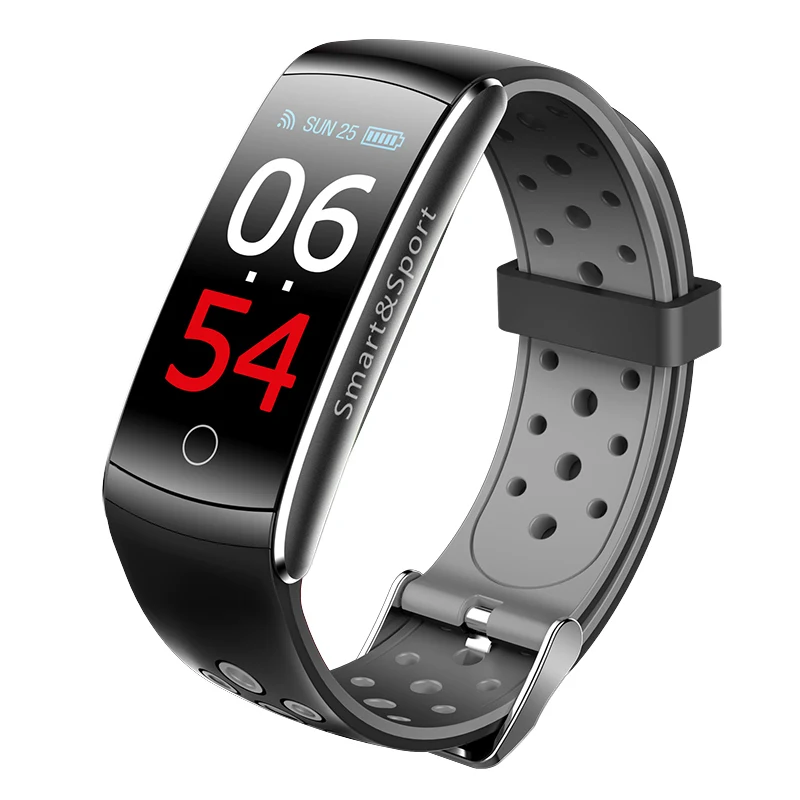 Смарт-часы IP68 Водонепроницаемый Монитор Сердечного Ритма Смарт-Браслет фитнес-трекер Bluetooth для Android IOS Телефон для женщин и мужчин - Цвет: Q8S black