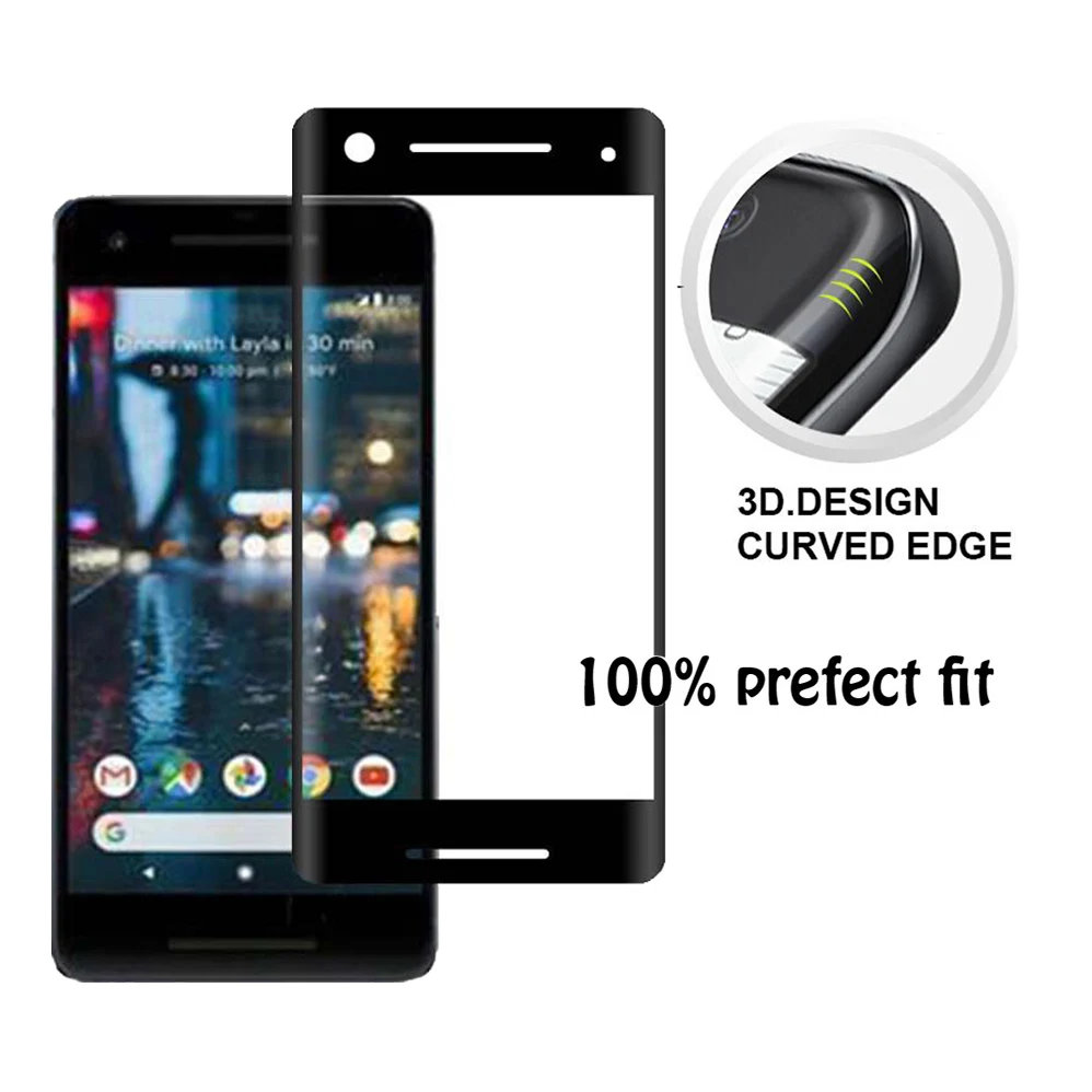 Закаленное стекло 9H для Google Pixel 2 полноэкранная Взрывозащищенная изогнутая