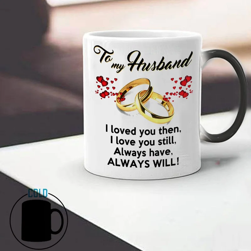 

Creative Couple Mug Ceramic Coffee Cup For Wife Husband Wedding Anniversary Gift 350ml Magic Color Changing Mug