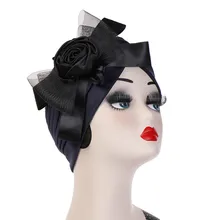 Женская индийская сетчатая Цветочная шляпа с бантом мусульманская раковая шапка Хемо шапочка модная Высококачественная кристалл подарок кристалл