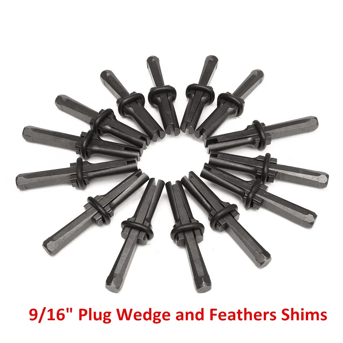 

14Pcs 14mm 9/16'' Plug Wedge and Feathers Shims Quarry Rock Stone Splitter Hand Tools Set