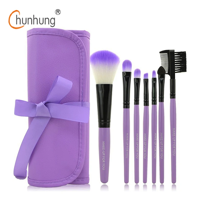 Professional 7 PCS Makeup Brushes Set Tools Make-up Toiletry Kit Wool Brand Make Up Brush Set Case Cosmetic Foundation Brush
