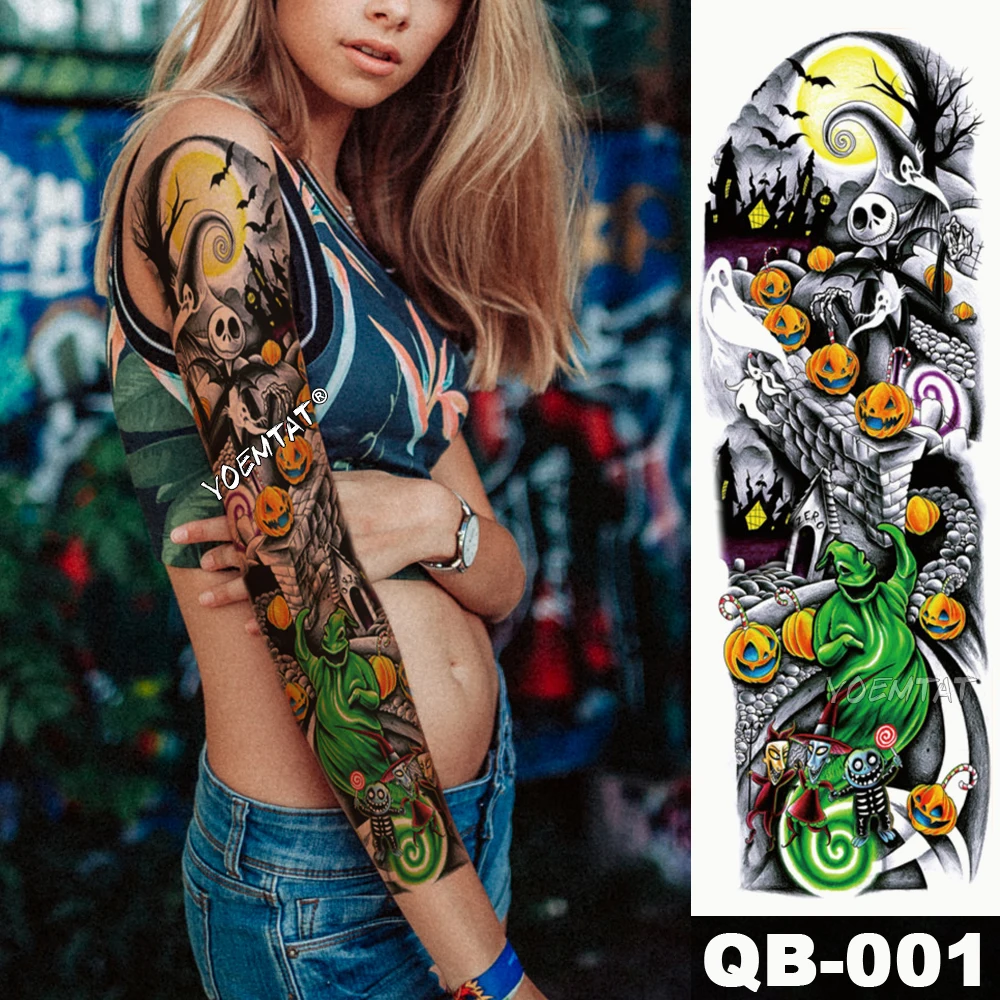 Большая рука рукав татуировки японская волна водонепроницаемый временная татуировка наклейка Лилия Павлин мужчины полный Тигр лиса тату боди-арт женщины