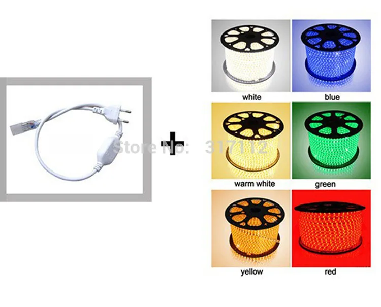 100 м RGB Светодиодная лента 5050 220 В Гибкая Водонепроницаемая теплая белая светодиодная лента светильник водопровод+ 220 В адаптер питания(вилка