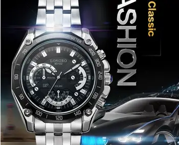 

Fashion Top Brand LONGBO Business Stainless Steel Quartz Analog Watch Men Sport Army Military Wristwatch Relogio Masculino Clock