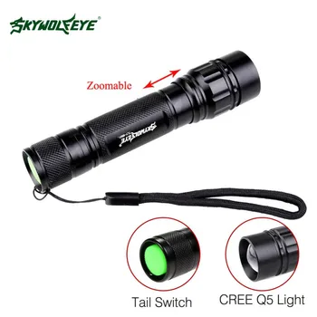 

SKYWOLFEYE LED Flashlight 18650 zoom torch Waterproof flashlights 300LM 3 Modes LED Zoomable light For 18650 3.7v Battery A391