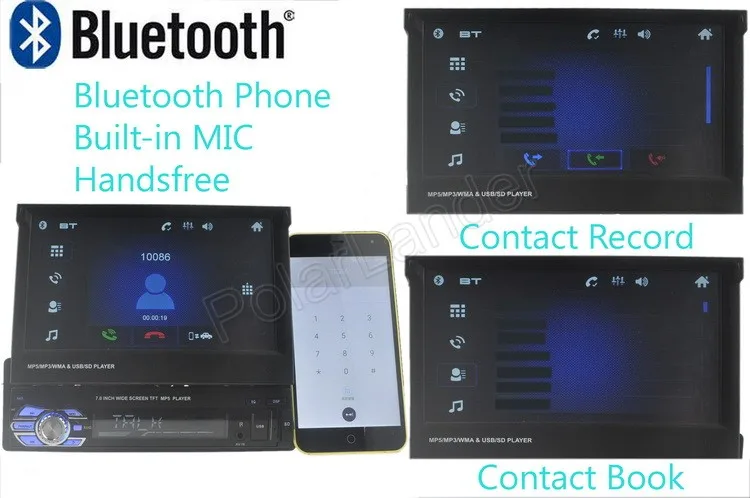  free shipping 12V Car Stereo Bluetooth FM Radio MP5 Audio Player Phone USB/TF Radio In-Dash 1 DIN Autoradio 7 inch 