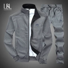 

Autumn Tracksuit Men 2021 Sportswear Fashion Mens Set Two Pieces Zipper Warm Sweatshirt Jacket+Sweatpants Moleton Masculino Sets