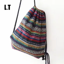 2017 Femme Vintage Sac À Dos Gypsy Bohème Hippie Tribal Ethnique Folk Rétro Boho Tricot Tissé Femanine Cordon Sac Sac