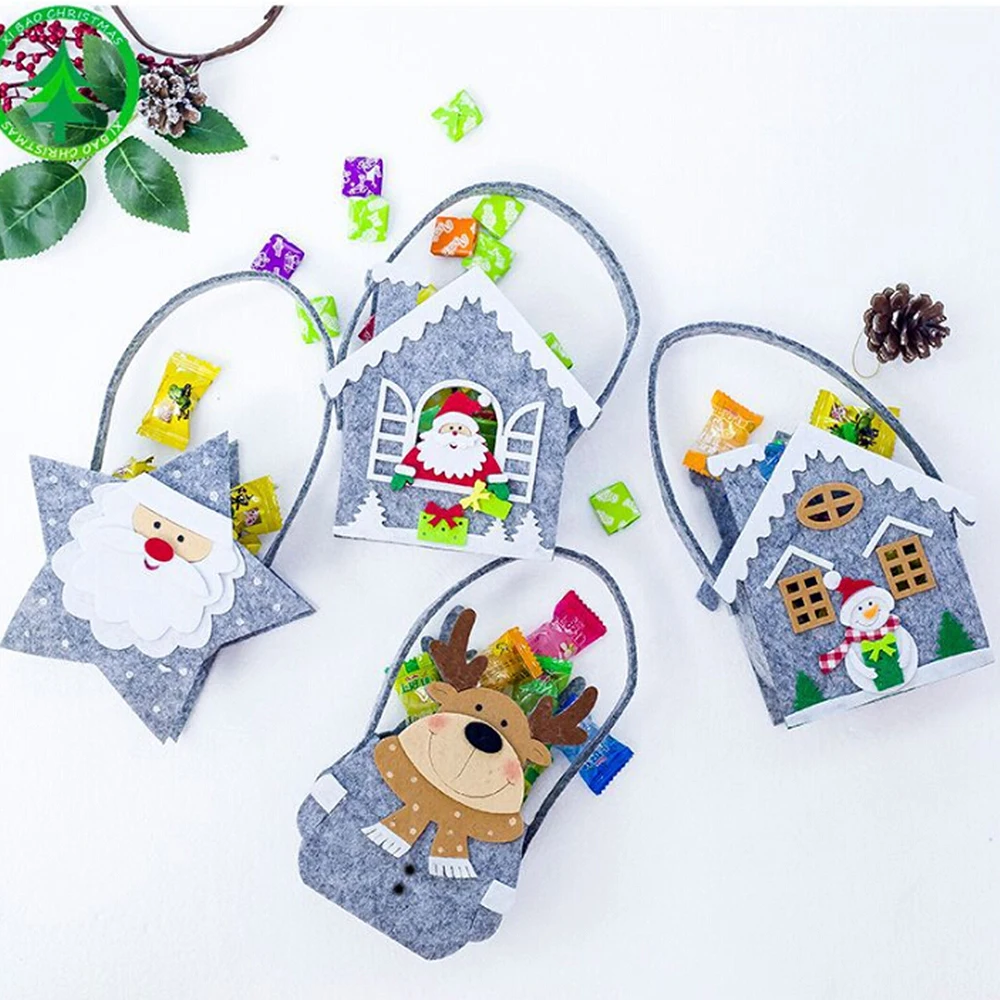 

Christmas Decoration Supplies Mini Candy Bag Christmas Santa Elk Snowman Non-woven Gift Stockings Bag Merry Christmas Decoration