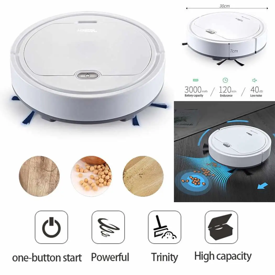 

Robot Vacuum Cleaner Automatic Smart Sweeping Robot Home Sweeping Machine Mites Removal Low Noise Indoor White
