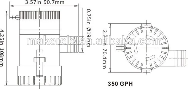 Водяной насос MKBP-G350-12/24 Рабочее колесо насоса термо пластичная 350GPH 12/24V правило Трюмные насосы погружные насосы