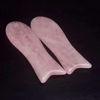 

Natural Rose Quartz Slice Fishtail Shaped Traditional Acupressure Guasha Massager Skin Care Scraping Face Massage SPA Wellness