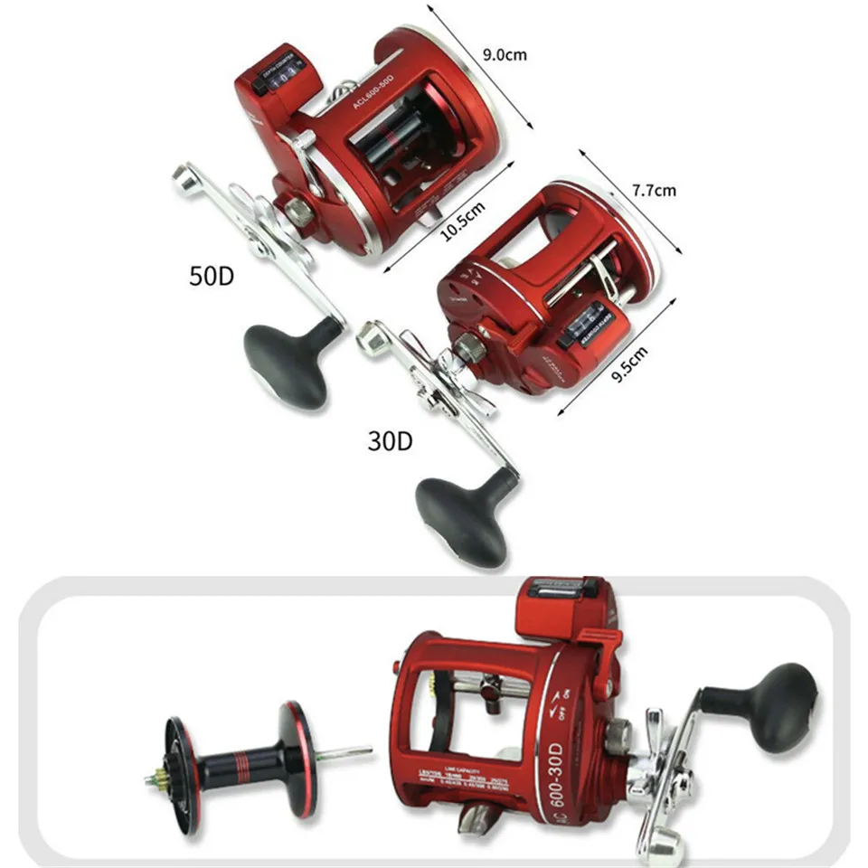 Carretel de Pesca Rolamentos de Esferas Isca Super Forte Puxar Tornado Tambor Carretel 12 Elétrica Profundidade Contagem Multiplicador Corpo Moldado Molinete 9 Cheap Carretilhas de pesca