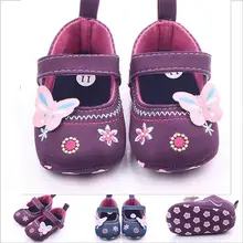 Обувь для новорожденных девочек от 0 до 18 месяцев хлопок с цветочной вышивкой бабочка на мягкой подошве для младенцев девочек повседневная обувь