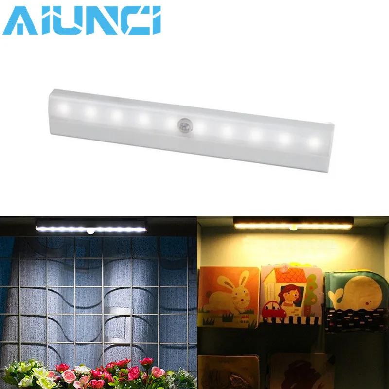 

LED Under Cabinet Lights PIR Motion Sensor Lamp 6/10 LEDs Bar Light For Wardrobe Cupboard Closet Kitchen night light