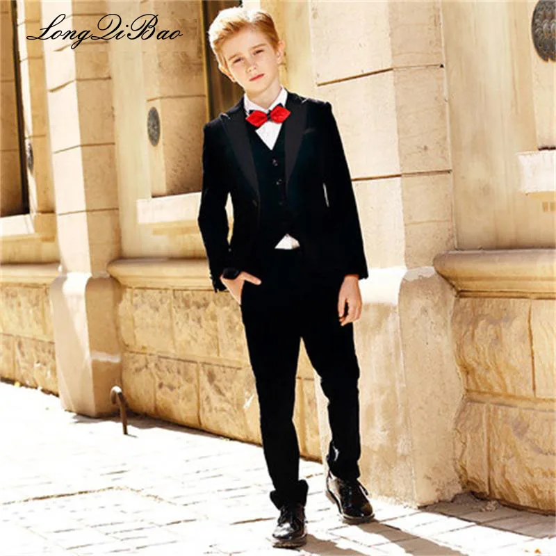 

High quality 2018 children's boys dress suit small suit flower girl hosted costumes suits velvet handsome suit