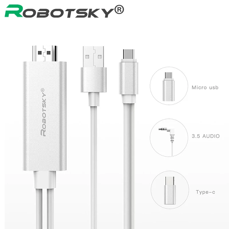 

Type C and Micro USB To HDTV TV HDMI Adapter 2 In 1 Digital AV Cable For Samsung Xiaomi Android Phone with Audio USB Cable