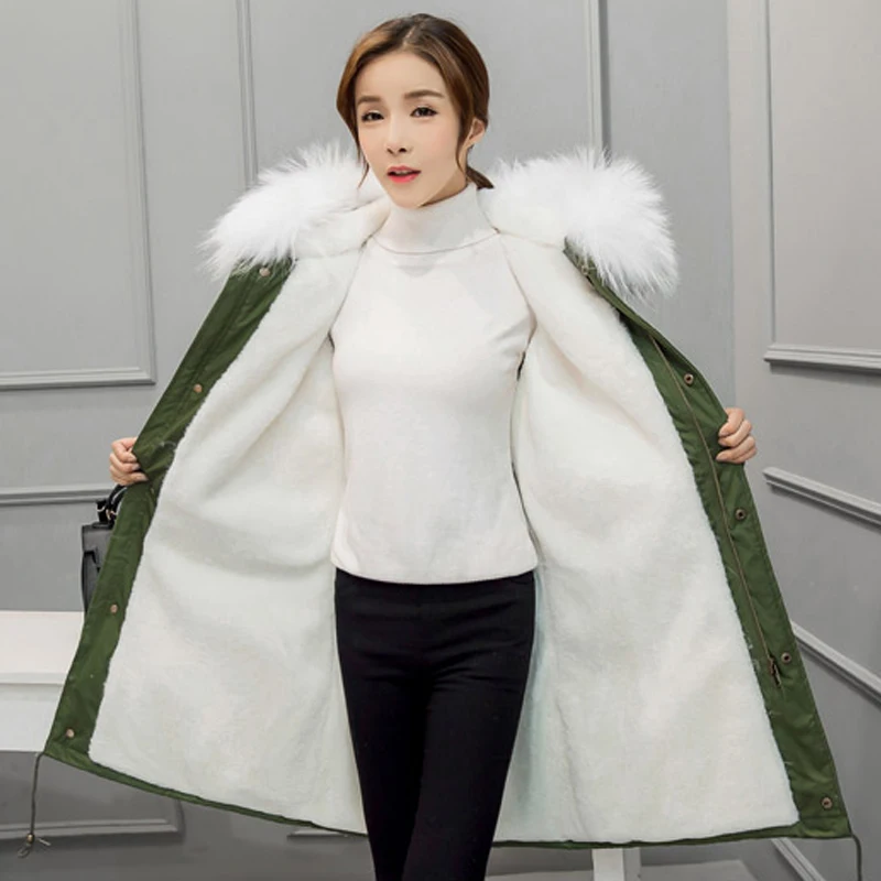 

Women Long Winter Coat Fur Hooded Parkas 2017 Oversized Military Coats Down Jacket Thick Warm Female Outwear