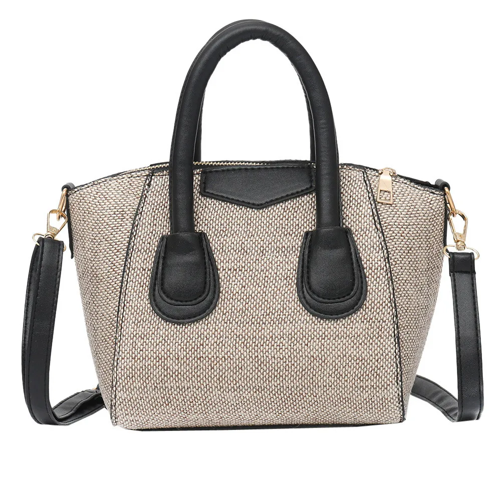 

Vintage Women Linen Zipper Shoulder Bags Female Pure Color Crossbody Bag High Quality Handbags Women Bag Designer Bolsa Feminina