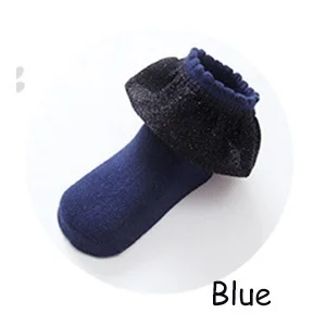 Кружевные носки для девочек, одна пара, удобные винтажные кружевные носки с оборками, От 3 до 5 лет/От 5 до 8 лет, золотые и серебряные кружевные носки для принцессы - Цвет: Синий