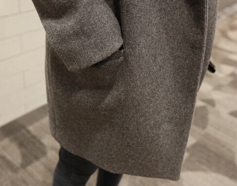 Модное шерстяное длинное тонкое студенческое плотное пальто женское пальто s m l xl серый/темно-синий