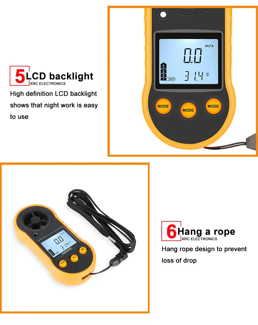 RZ Анемометр Скорость ветра ручной цифровой измеритель скорости ветра переносной Анемометр Датчик скорости ветра RZ818 GM816 0-30 м/с