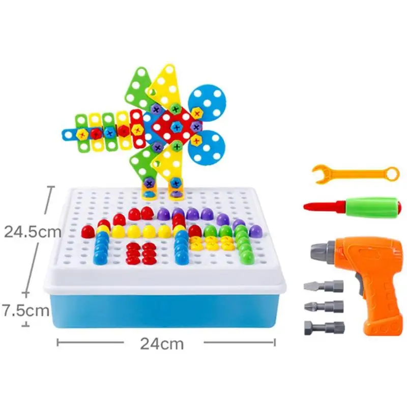 Детские электрические сверла, гайка, инструмент для разборки, развивающие игрушки, сборные блоки, наборы, дизайнерские строительные игрушки для детей, подарки