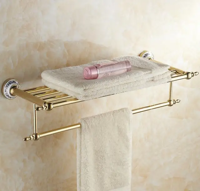 Gold Antique Porcelain Bathroom Shelf European Towel Rack Suit Bathroom