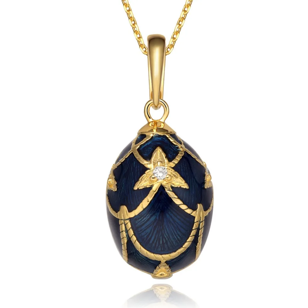 Classic Really 925 Sterling Silver Faberge Egg Pendant Charm Crystal