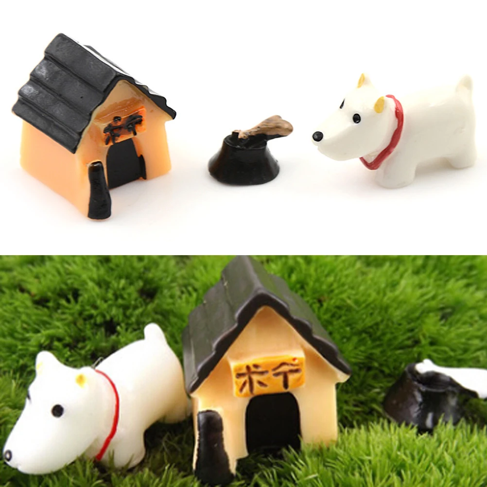 Dog House 3 шт. собака дом микро-фея садово садовый декор
