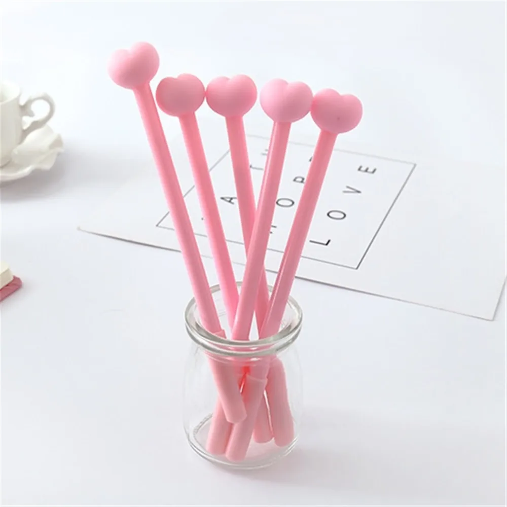 

1PC Cute Creative Pink Love Heart Gel Pen Signature Pen School Office Stationery Supply Promotional Gift