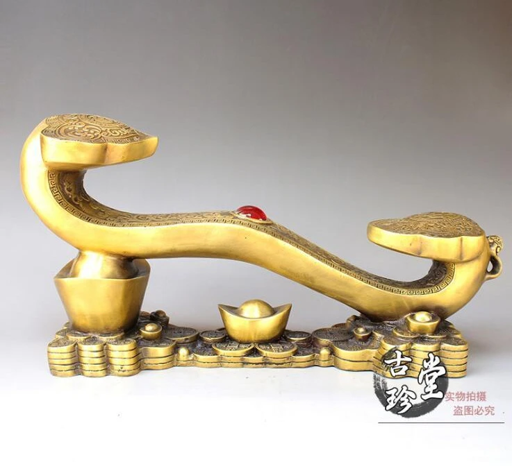Китай Чистая Бронзовый Медь благоприятный богатство Жуи Yuanbao Монета Tongqian установить статую
