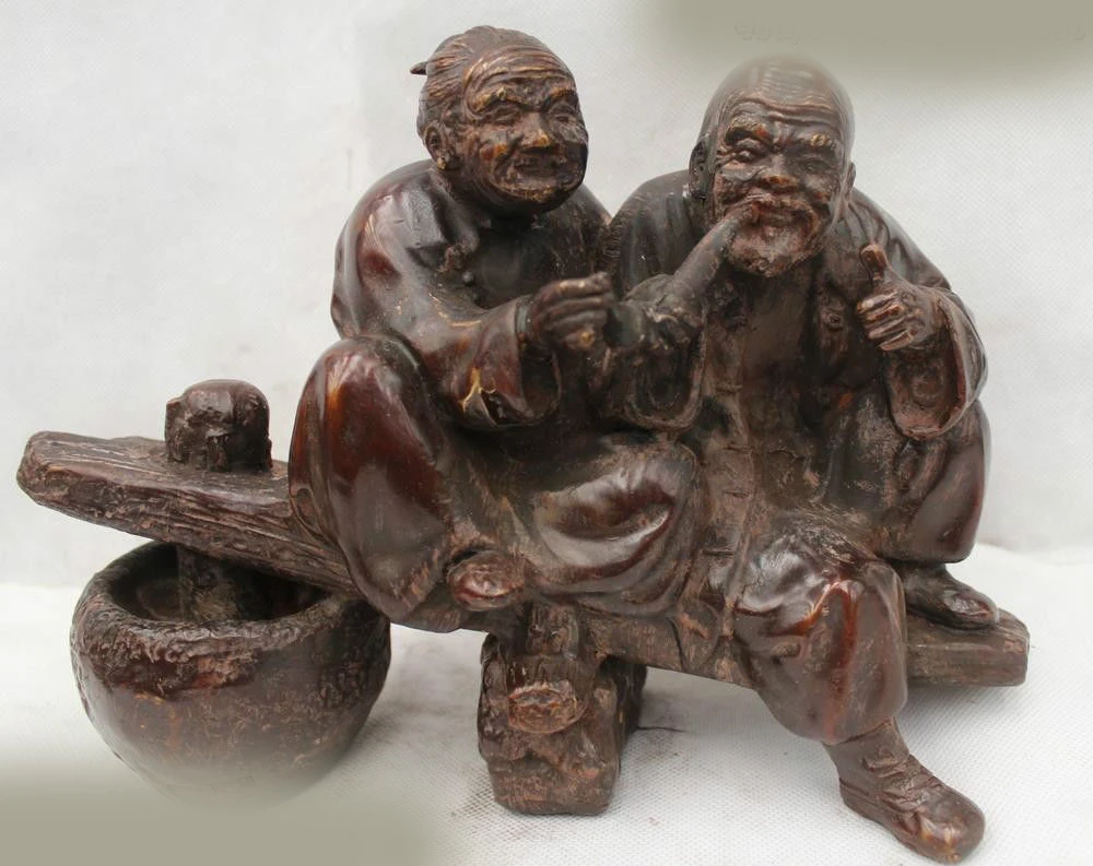 Медь Латунь ремесло DS 8 &quotКитай Китайский Народная Бронзовый Two peasant чудики