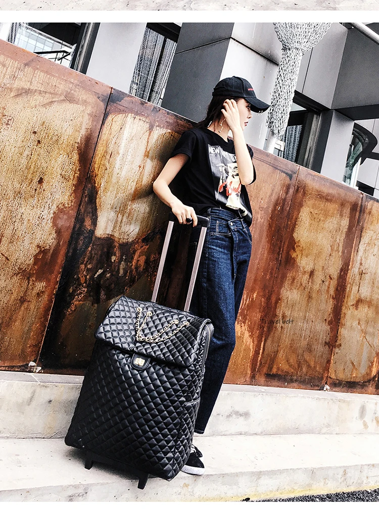 Роскошные женские модные короткие кожаные сумки на колесиках 18/20 дюймов, брендовые сумки на колесиках для путешествий