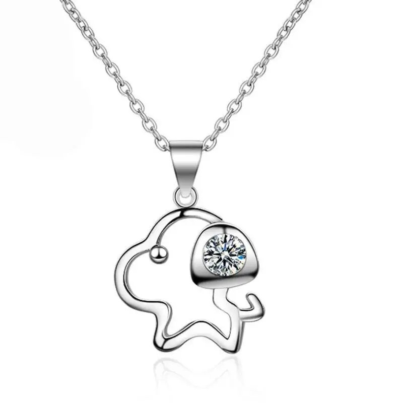

Everoyal Trendy Silver 925 Women Clavicle Necklace Jewelry Fashion Zircon Dog Pendant Necklace For Girls Party Accessories Lady