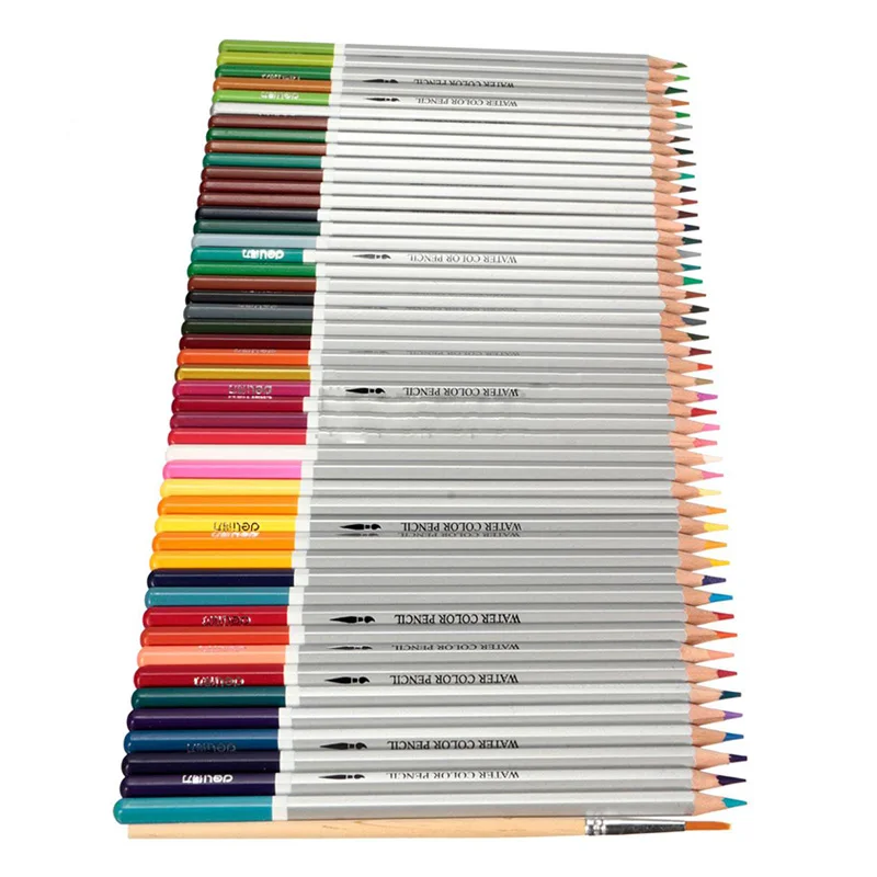 

DELI Water soluble Crayons Colored pencils Wooden pencils Crayons +brushes 48 Colors