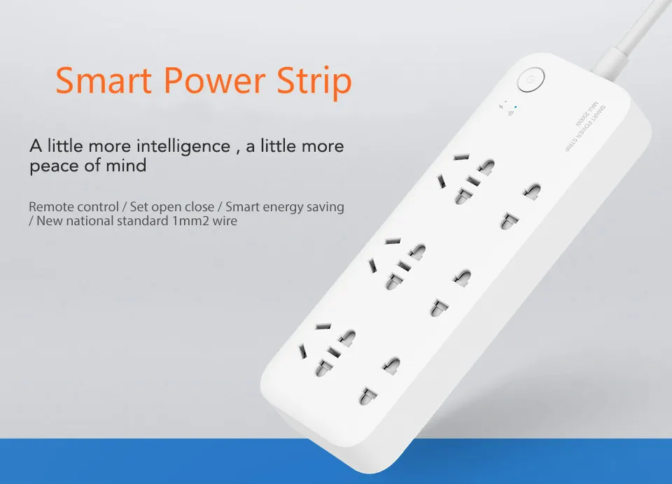 Original Xiaomi Mijia Smart Power Strip Wifi Remote Control Outlet Powerful 6 Ports Power Socket White (1)