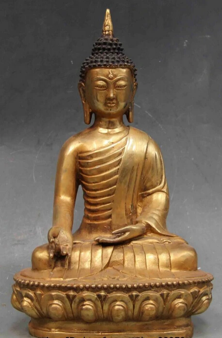 

xd 001467 Chinese Buddhism folk copper bronze Tathagata Sakyamuni Buddha sit god statue