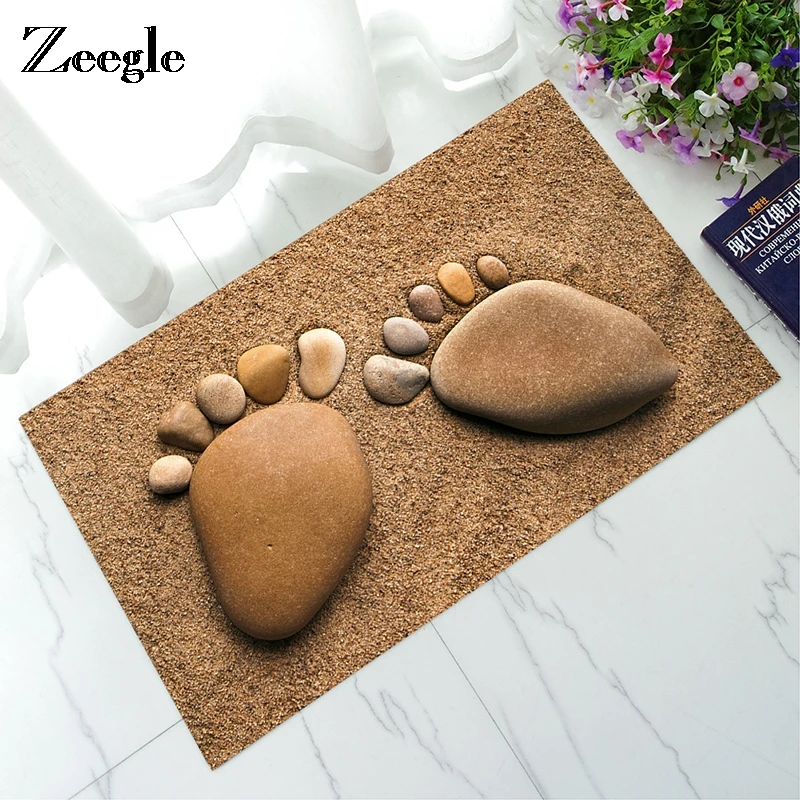 

Zeegle Doormat Carpet Kitchen Rug Floor Mat 3D Stone Printed Hallway Rug Rubber Anti Slip Bathroom Shower Mat Waterproof Doormat