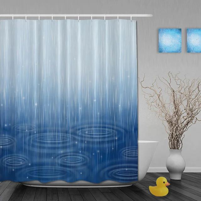 Rainy Scenic Bathroom Shower Curtain Falling Raindroop Decor Shower Curtain Waterproo Polyester Fabric Bathroom Curtain Hooks Bathroom Curtain Hooks Decorative Shower Curtainsfabric Bathroom Curtains Aliexpress