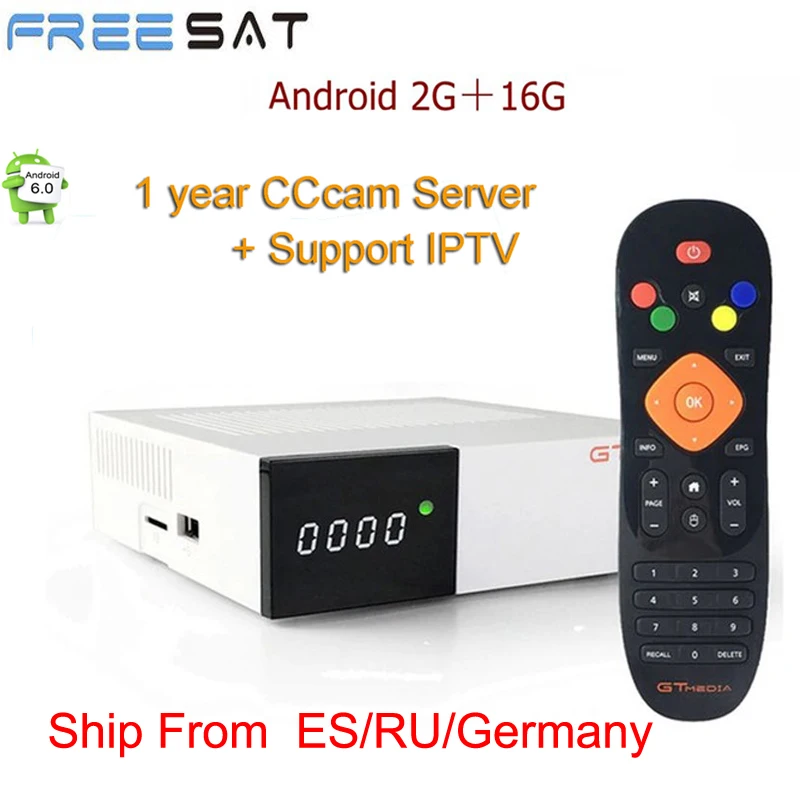 

Freesat GTC decoder DVB-S2 DVB-C DVB-T2 Amlogic S905D android 6.0 TV BOX 2GB 16GB +1 Year cccam Satellite TV Receiver set tv box
