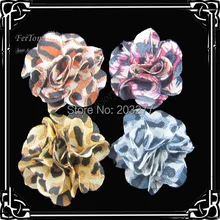 50 шт./лот 3 см новые леопардовые ткани цветы 4 цвета на выбор