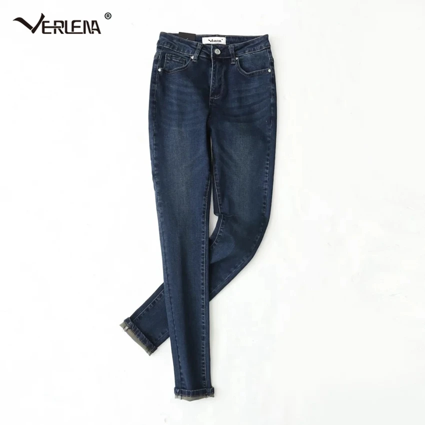 Verlena, обтягивающие джинсы с высокой талией, женские супер мягкие эластичные Стрейчевые джинсы, женские джинсовые балетные штаны, брюки с карманами - Цвет: Синий