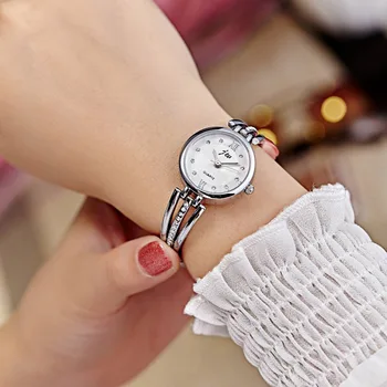 

1 Pcs Women Waterproof Quartz Watches Small Round Dial with Alloy Bracelet Band LL@17