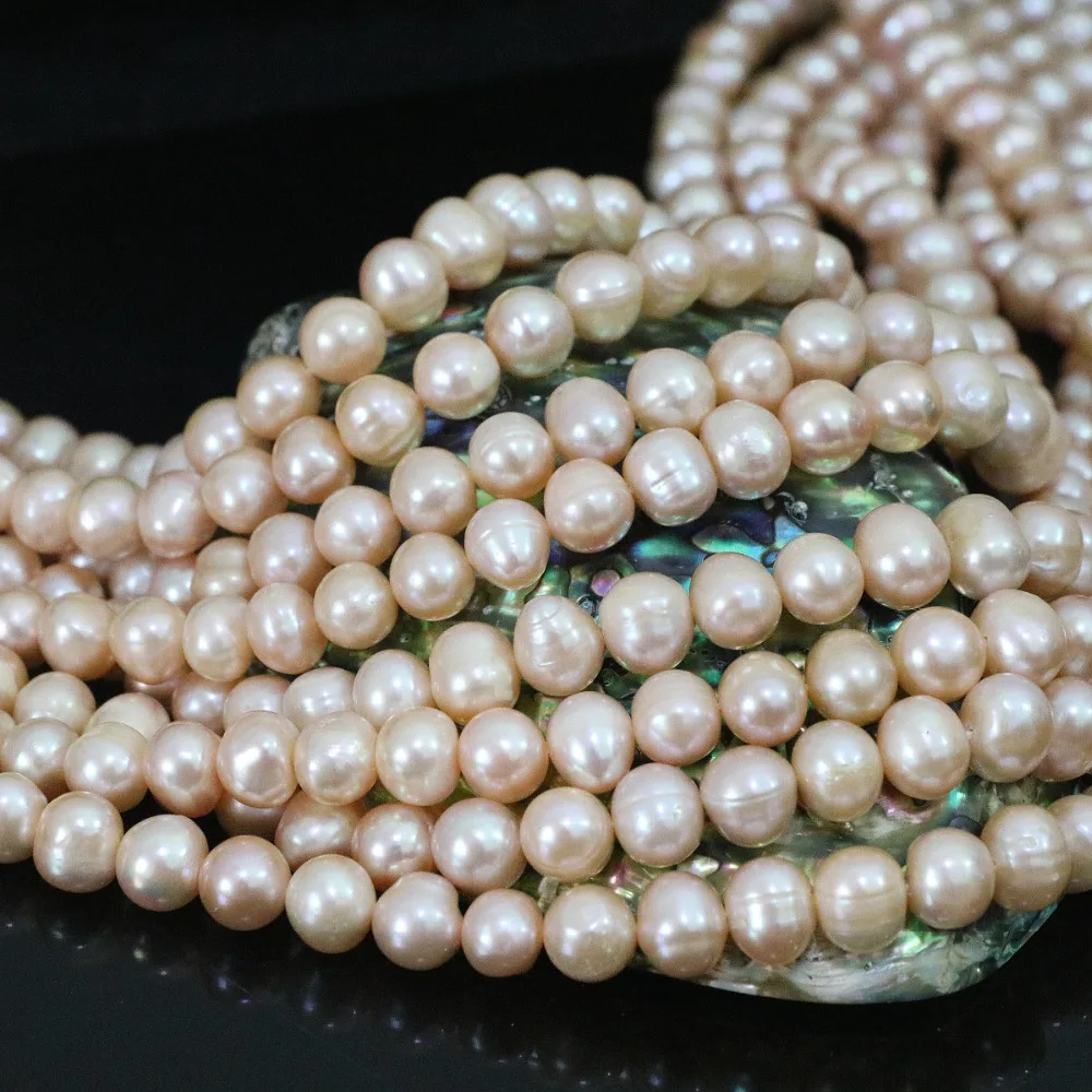 Natural 9-10mm charms orange freshwater round pearl beads weddings party diy high grade jewelry making 15inch B1398