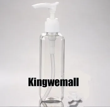 

300PCS/LOT 100ml Clear Plastic Lotion Pump Bottle,100cc Pet Bottle With Press Pump, 100ml Sqaure PET Cream Bottle
